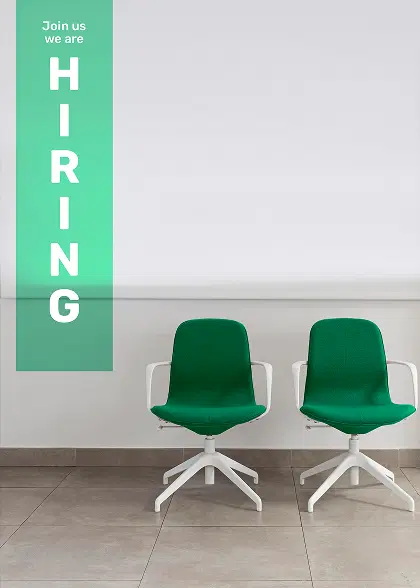 Hiring banner with chairs